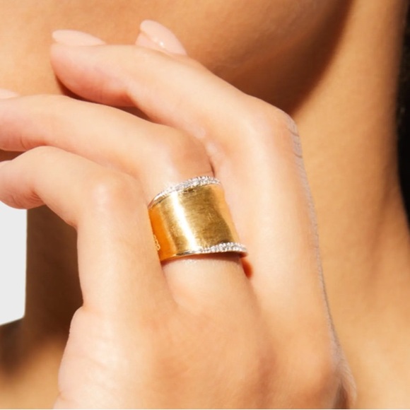 Marco Bicego Lunaria 18K Yellow Gold Diamond Wide Band Ring | 0.12 CT - Picture 7 of 8